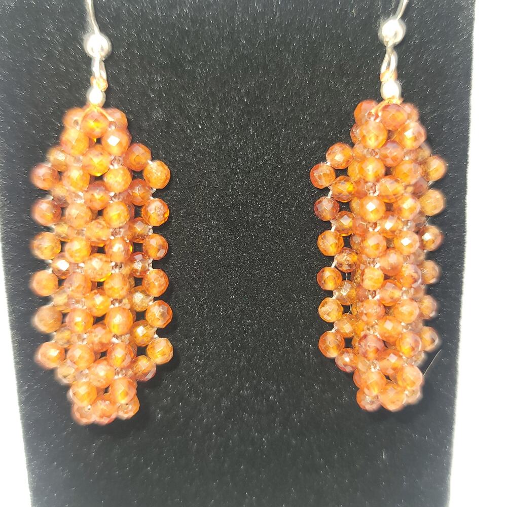 DTR Jay King Hessonite Garnet Woven Lattice Dangle Sterling Pierced Earrings